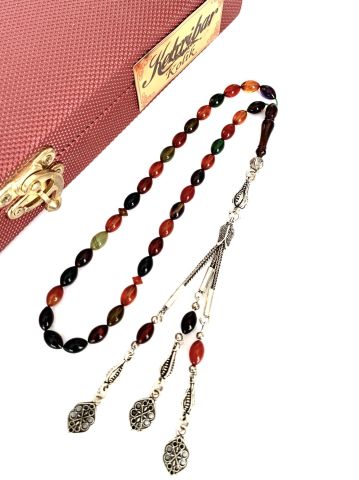 ATEŞ KEHRİBAR TESBİH BOLİBON ARPA MODEL PÜSKÜLLÜ