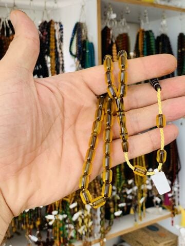 OSMANLI BENZETME SIKMA KEHRİBAR TESBİH ŞEFFAF SARI KAPSÜL MODEL
