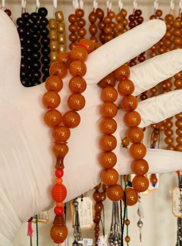 ŞENALP USTA İŞİ TRAŞLI OSMANLI (OTTOMAN) SIKMA KEHRİBAR SARI KÜRE MODEL