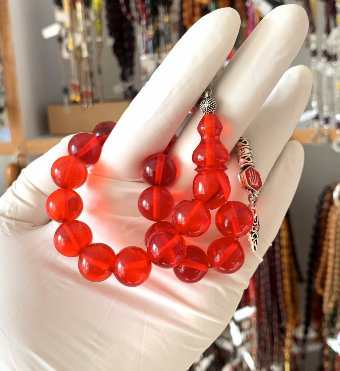 MASKOT BOY ATEŞ KEHRİBAR KIRMIZI KÜRE MODEL TESBİH