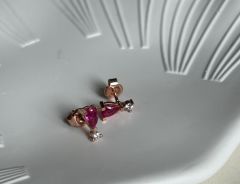 925 Ayar Gümüş Pembe Taşlı Küpe