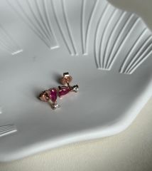 925 Ayar Gümüş Pembe Taşlı Küpe