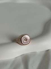 925 Ayar Gümüş Minik Taşlı Pembe Mineli Yüzük  - Ayarlanabilir
