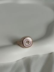 925 Ayar Gümüş Minik Taşlı Pembe Mineli Yüzük  - Ayarlanabilir