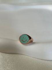 925 Ayar Gümüş Mineli  Emoji Yüzük   - Ayarlanabilir