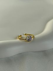925 Ayar Gümüş Mineli Yin Yang Detaylı Yüzük   - Ayarlanabilir