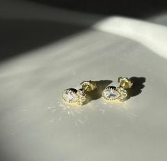 925 Ayar Gümüş Taşlı Su Damlası Küpe