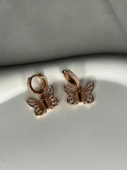 925 Ayar Gümüş Taşlı Kelebek Figürlü Küpe