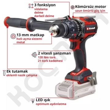 Einhell Tp-Cd 18/120 Li-I Bl Akülü Matkap -120NM Tork- 18V 6 Ah Tek Akü + 18V 6AH X-Boostcharger