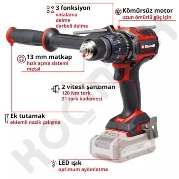 Einhell Tp-Cd 18/120 Li-I Bl Akülü Matkap -120NM Tork- 18V 6 Ah Tek Akü + 18V 4AH Fastcharger