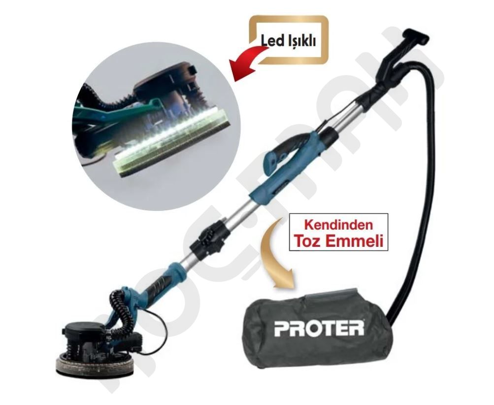 Proter PR 835 E  Duvar Alçıpan Zımpara Makinesi 850w - Led Işıklı -