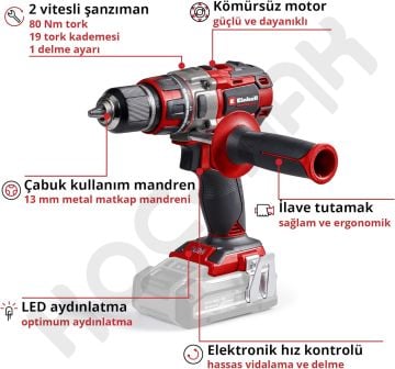 Einhell Tp-Cd 18/80 Li BL Solo - Kömürsüz Darbesiz Matkap ( aküsüz satılmaktadır )