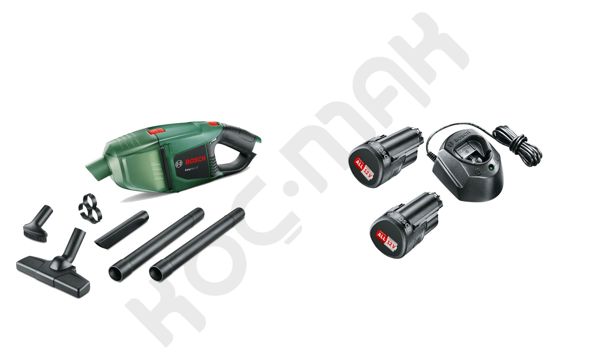 BOSCH Easyvac 12V Baretool Akülü El Süpürgesi + 12V 1.5Ah Çift Akülü