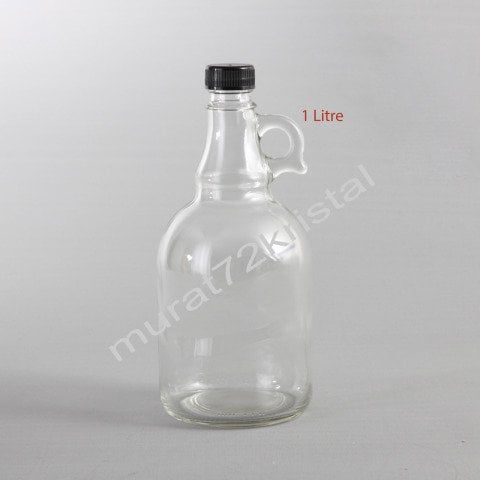 1000cc 20 Adet Kapaklı Kulplu Cam Şişe/Galon Şişe