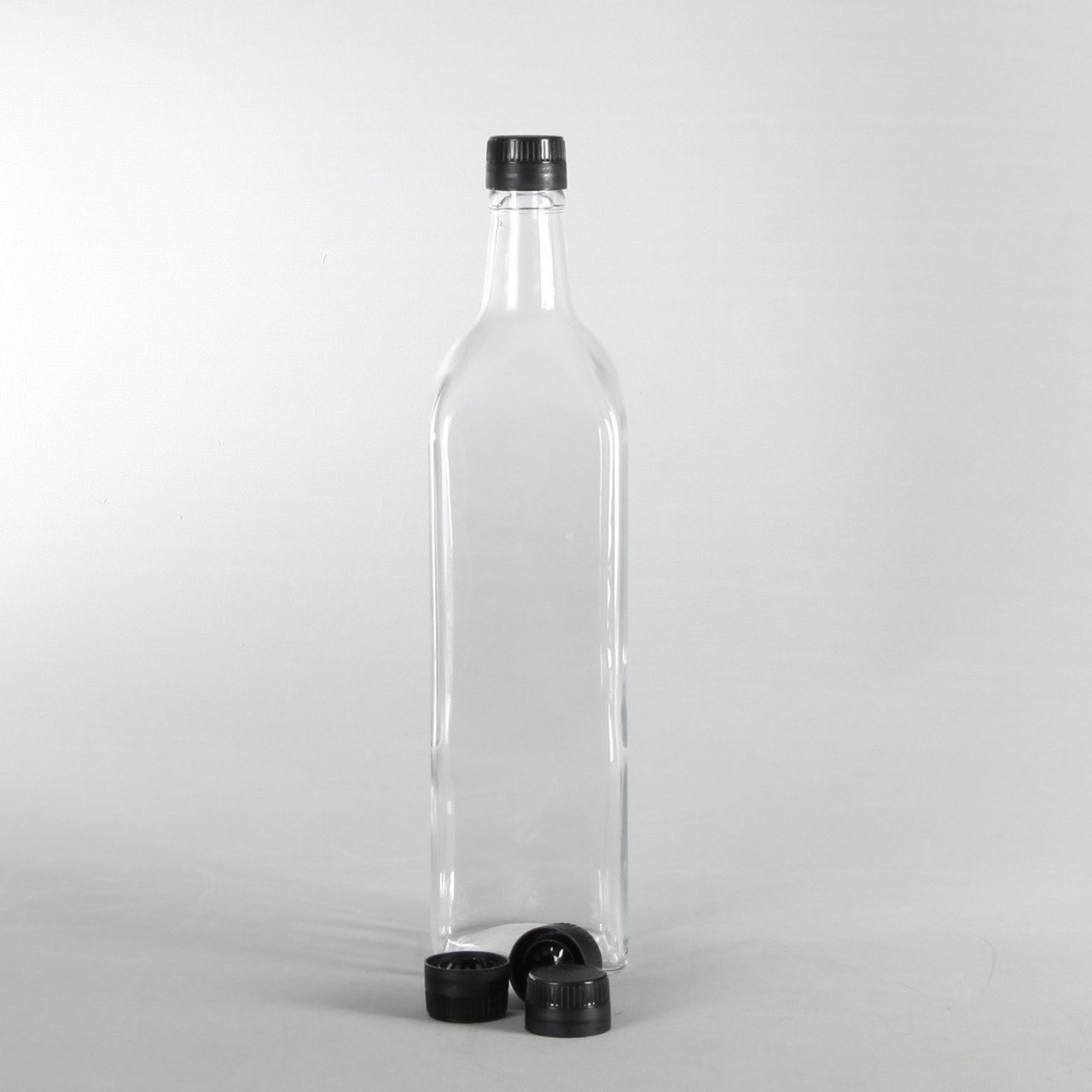 1000cc 30 Adet Çakma Kapaklı Köşeli Cam Yağ Şişesi