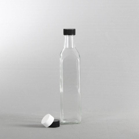 500cc 70 Adet Vidalı Kapaklı Köşeli Cam Yağ Şişesi