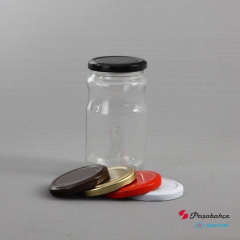 370cc 96 Adet Kapaklı Boğumlu Cam Kavanoz