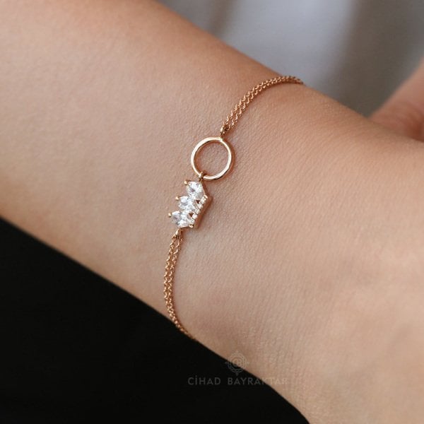 Taşlı Rose Altın Bileklik