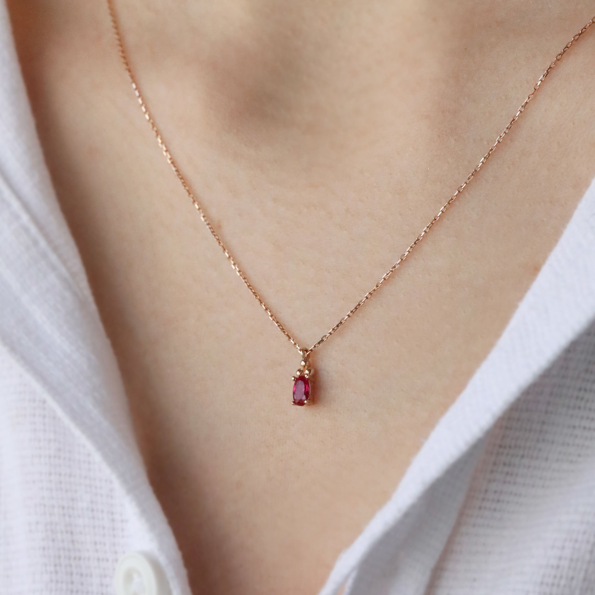 Mini Pembe Taşlı Kolye