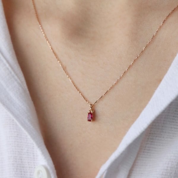 Mini Pembe Taşlı Kolye