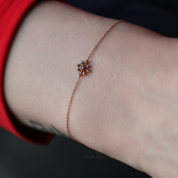 0.10 Ct. Kar Tanesi Mavi Pırlanta Bileklik