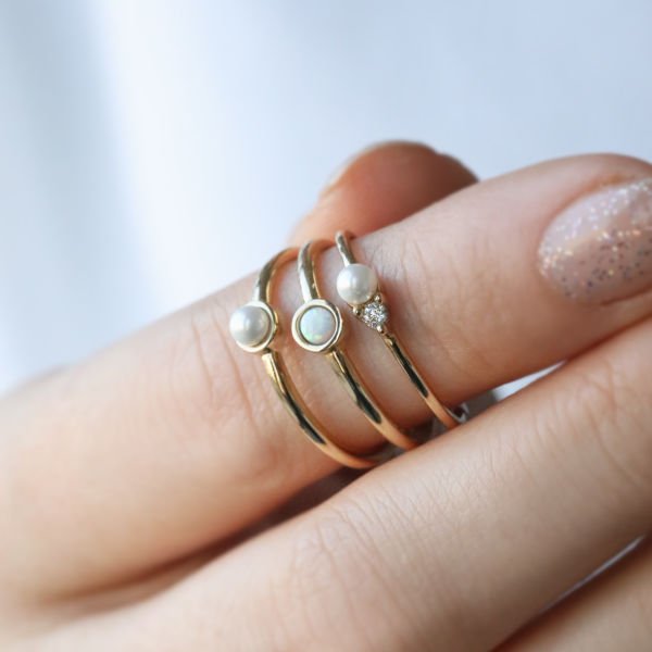 Mini Opal Altın Yüzük