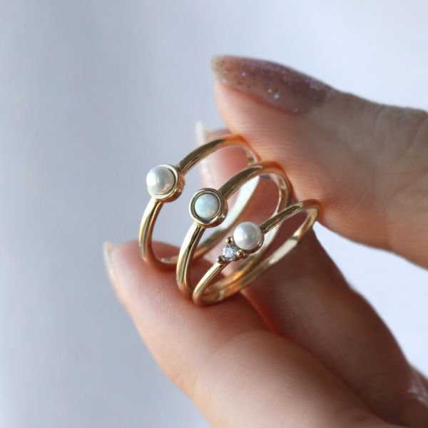 Mini Opal Altın Yüzük