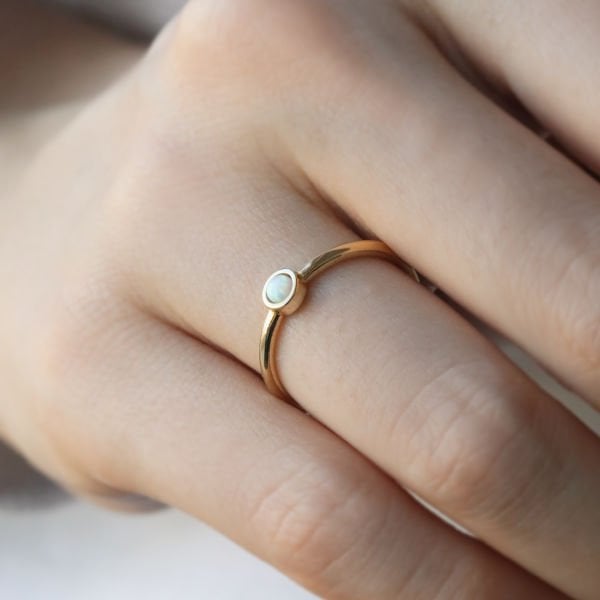 Mini Opal Altın Yüzük