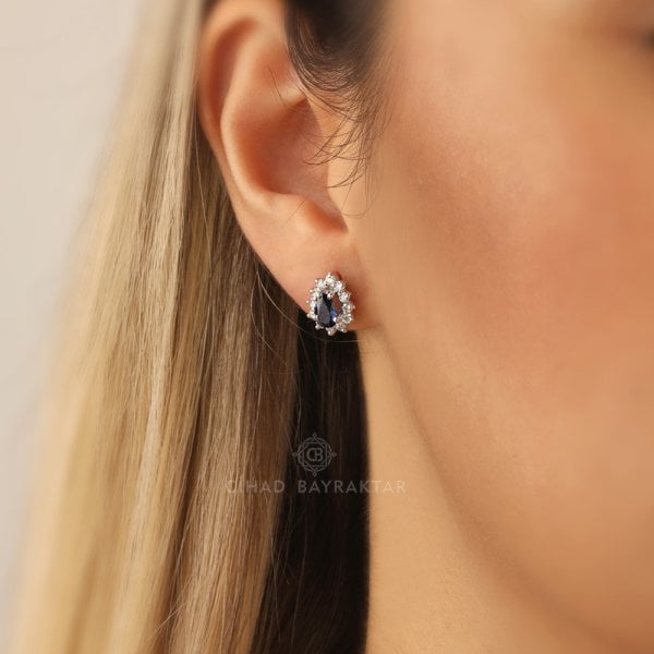 0,49 Ct. Safir Pırlanta Küpe