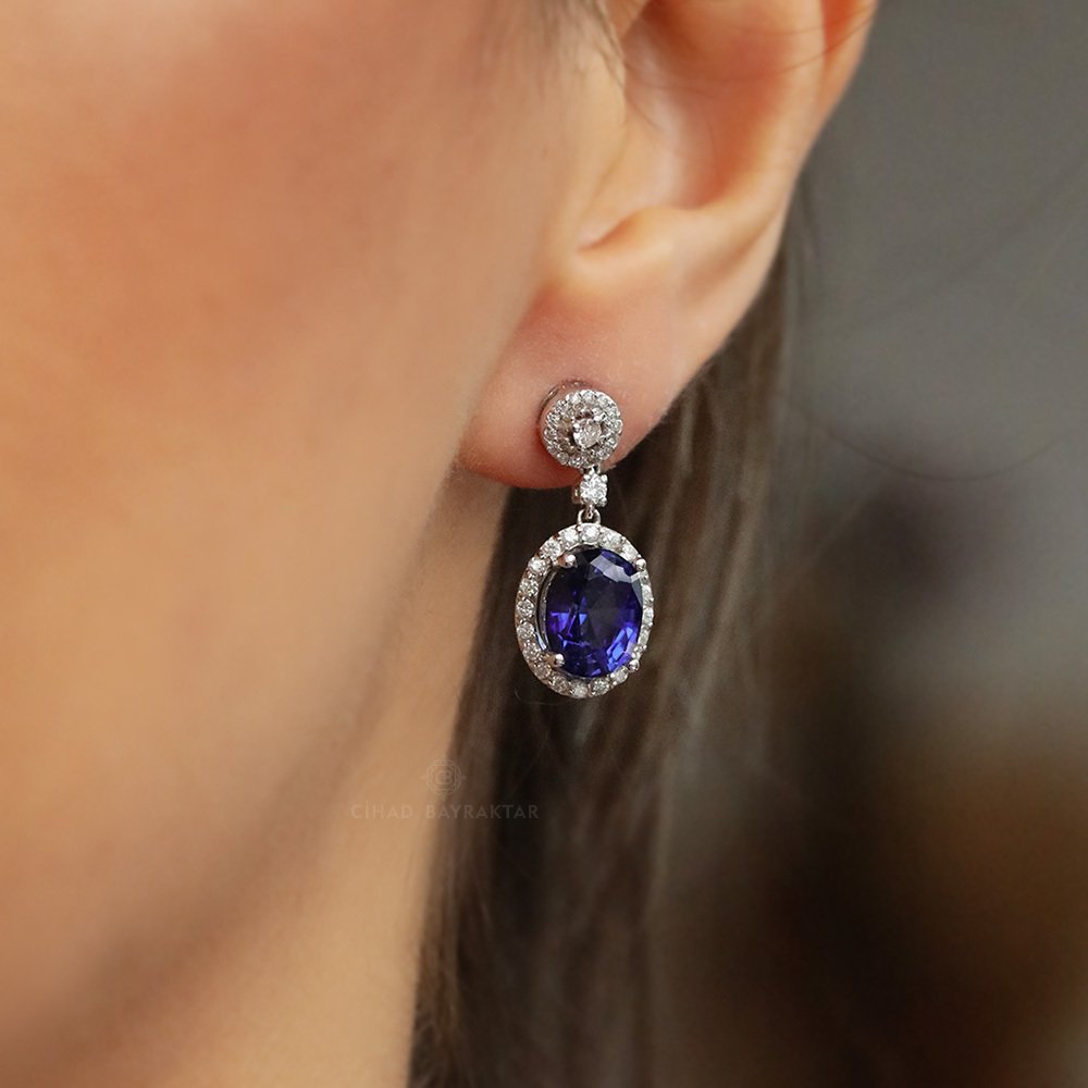 5,32 Ct. Safir Pırlanta Küpe