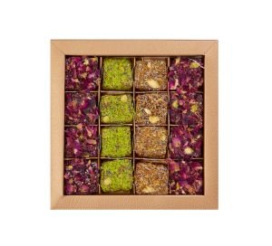 Bol Antep Fıstıklı Karışık Kral Lokum Hediyelik Deri Desenli Kutuda 250gr - Vegan, Glikozsuz Lokum