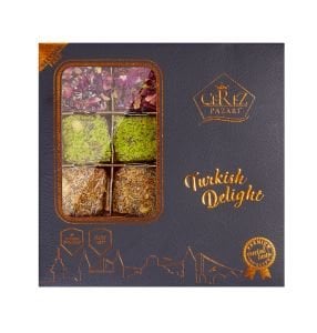 Bol Antep Fıstıklı Karışık Kral Lokum Hediyelik Deri Desenli Kutuda 250gr - Vegan, Glikozsuz Lokum