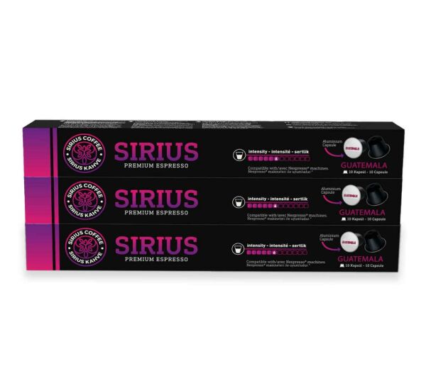 Sirius Nespresso Uyumlu Single Origin Kapsül Kahve 6 Guatemala 3'lü Set (30 Kapsül)