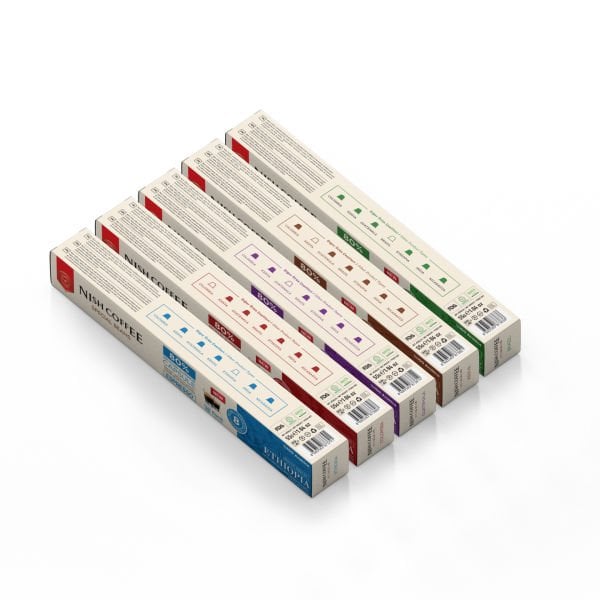 Nish Coffee Single Orijin Kapsül Kahve 5'li Set (Ethiopia,Colombia,Guatemala,Kenya,Brasil)-50 Kapsül