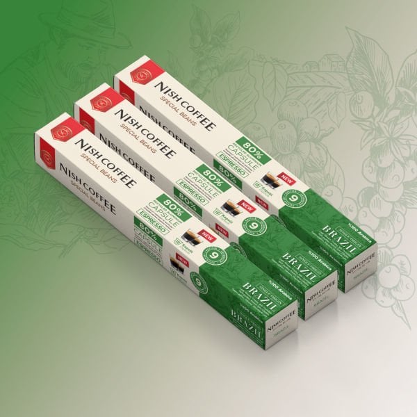 Nish Coffee Single Orijin Kapsül Kahve Kahve Brasil (Nespresso Uyumlu) 3lü Set (30 Kapsül)