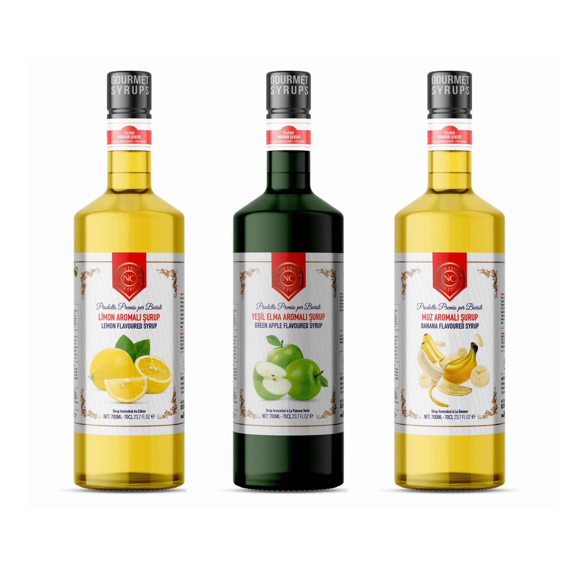 Nish Elma Limon Muz Aromalı Şurup 3 x 700 ML - Pet Şişe