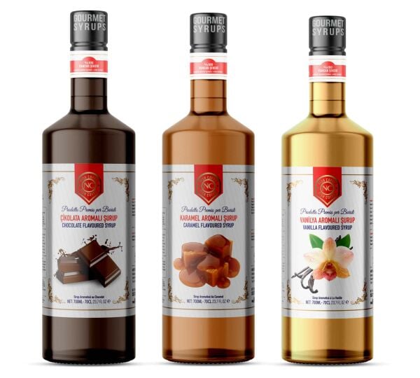 Nish Vanilya,Karamel,Çikolata Aromalı Şurup 3 x 700 ML - Pet Şişe + Pompa Hediyeli