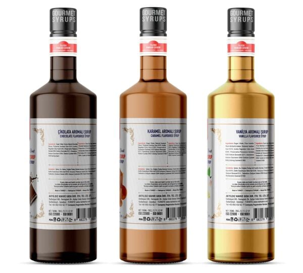 Nish Vanilya,Karamel,Çikolata Aromalı Şurup 3 x 700 ML - Pet Şişe + Pompa Hediyeli