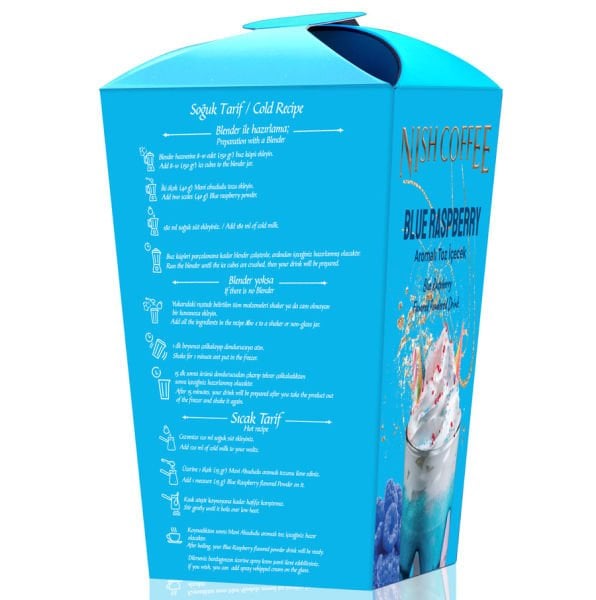 Nish Karamel Bisküvi Parçacıklı Çikolata, Blue Raspberry Aromalı Toz İçecek 2’li Set 2x250 Gr
