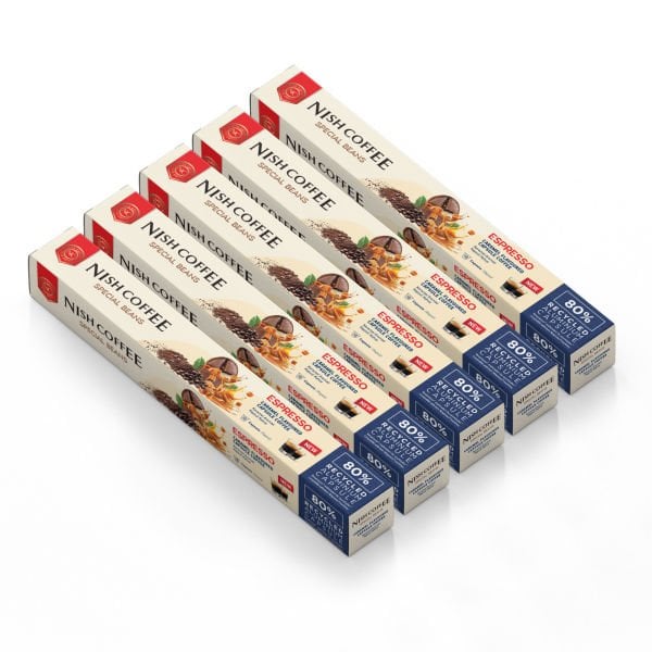 Nish Coffee Karamel Aromalı Kapsül Kahve 5'li Set (50 Adet) - 50 Adet