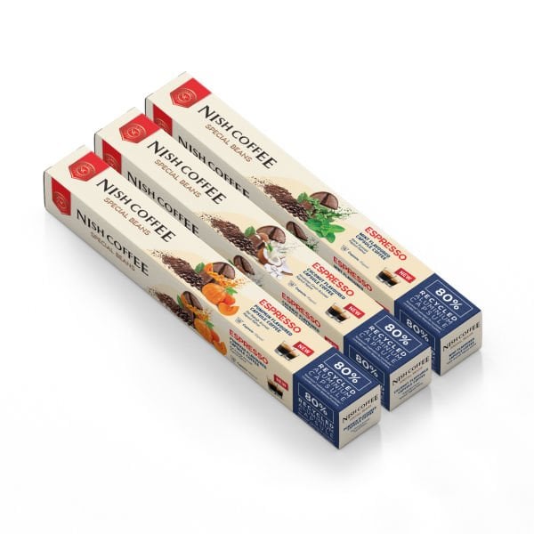 Nish Coffee Aromalı Kapsül Kahve 3'lü Set (Bal Kabağı-Nane-Hindistan Cevizi) - 30 Adet