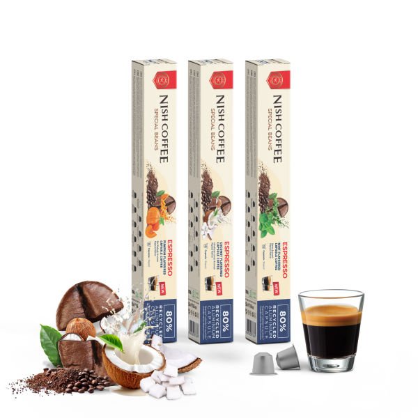 Nish Coffee Aromalı Kapsül Kahve 3'lü Set (Bal Kabağı-Nane-Hindistan Cevizi) - 30 Adet