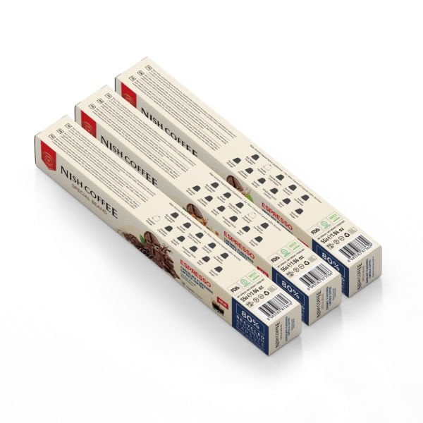 Nish Coffee Aromalı Kapsül Kahve 3'lü Set (Karamel-Çikolata-Fındık) - 30 Adet