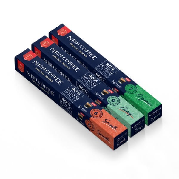 Nish Coffee Nespresso Uyumlu Kapsül Kahve 3'lü Set (Smooth,Decaf, Organik)-30 Adet