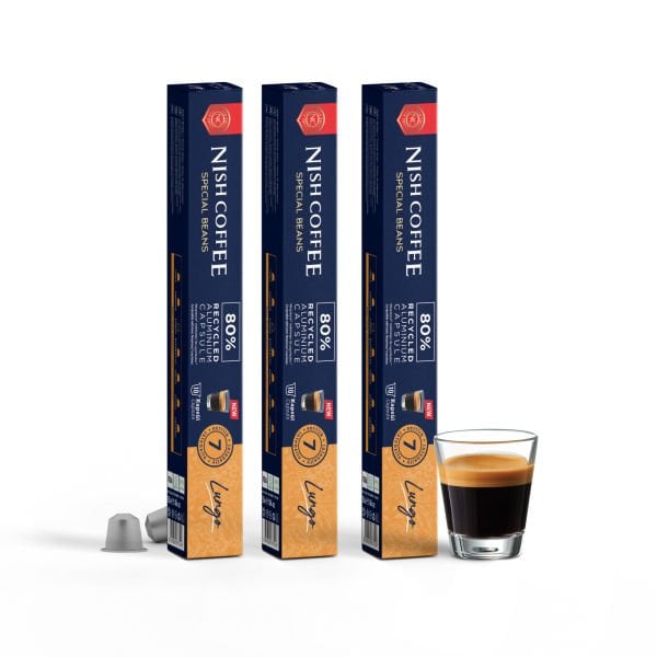 Nish Coffee Kapsül Kahve 6 Lungo 3'lü Set (Nespresso Uyumlu)-30 Adet