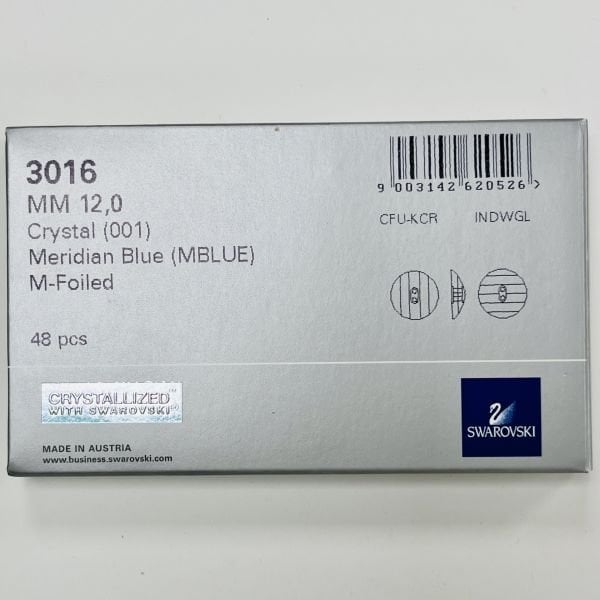 Swarovski 3016 Düğme 12mm Crystal Meridian Blue (001MBL) - Mavi Efektli Kristal Düğme