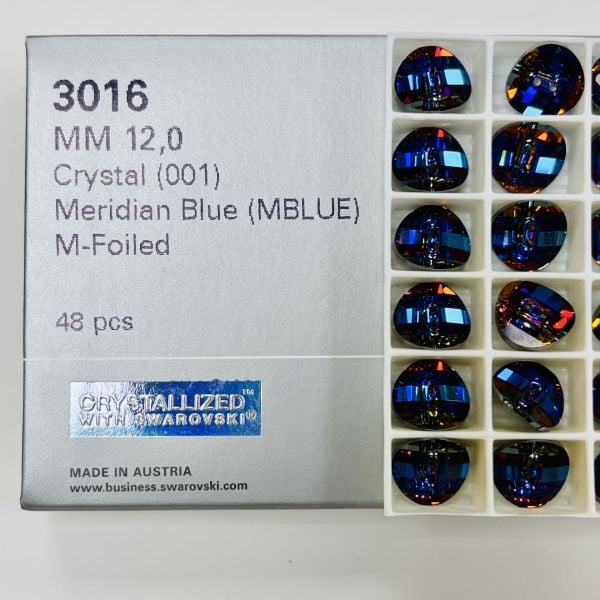 3016 12mm Crystal Meridian Blue (001MBL) Kristal Düğme