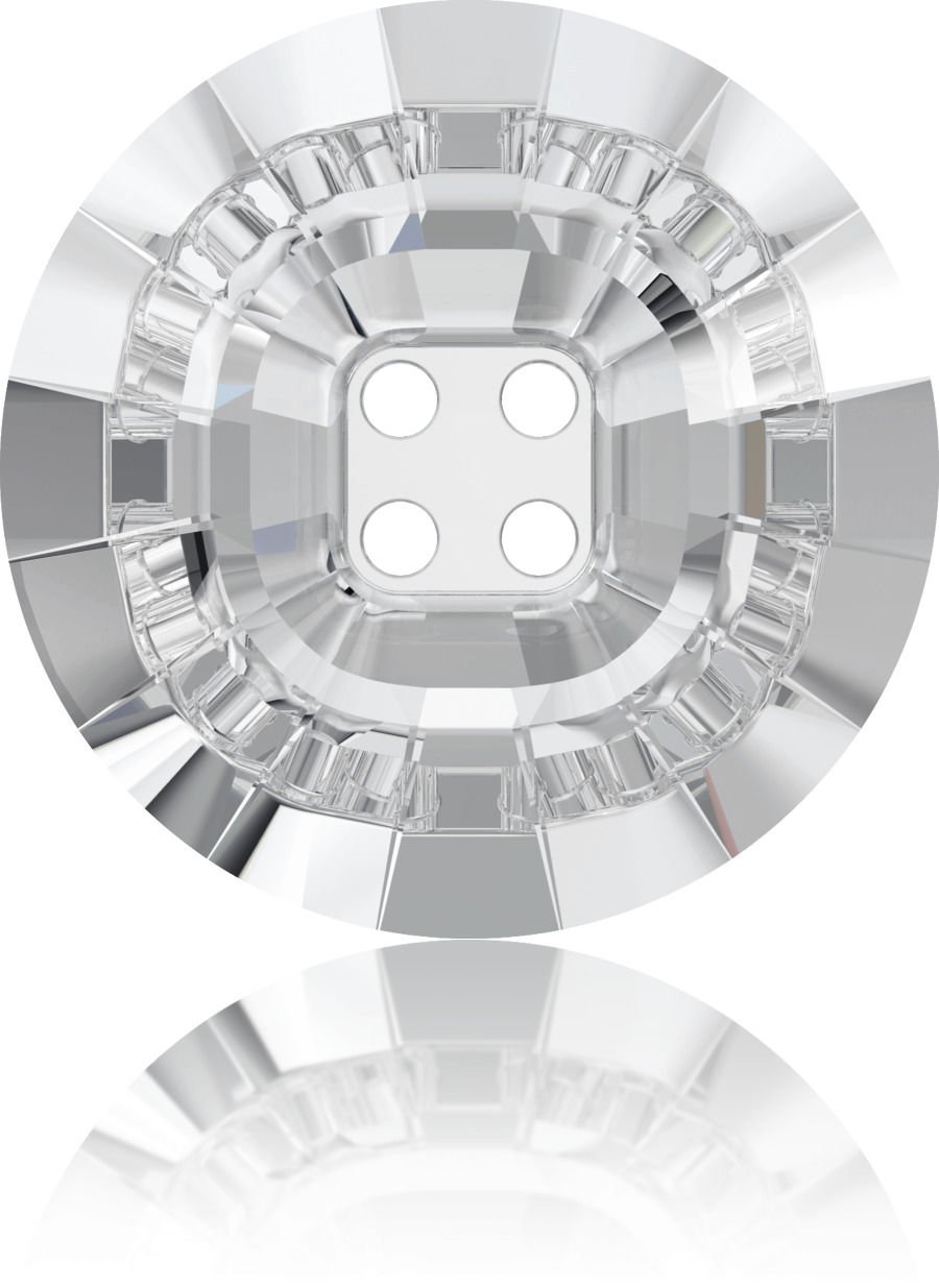 Swarovski 3018 Düğme 18mm Crystal (001) F - Beyaz Renkli Ortadan Dikilebilir Düğme