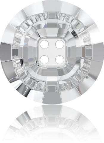 Swarovski 3018 Düğme 18mm Crystal (001) F - Beyaz Renkli Ortadan Dikilebilir Düğme