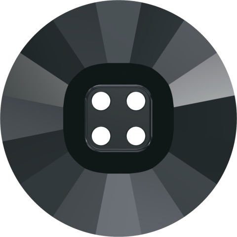 Swarovski 3018 Düğme 18mm Jet Hematite (280HEM) U - Metalik Siyah Renkli Ortadan Dikilebilir Düğme
